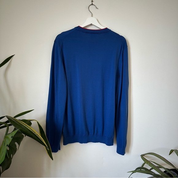 Hugo Boss Blue Knit Cotton Crewneck Sweater Size L - Picture 2 of 8